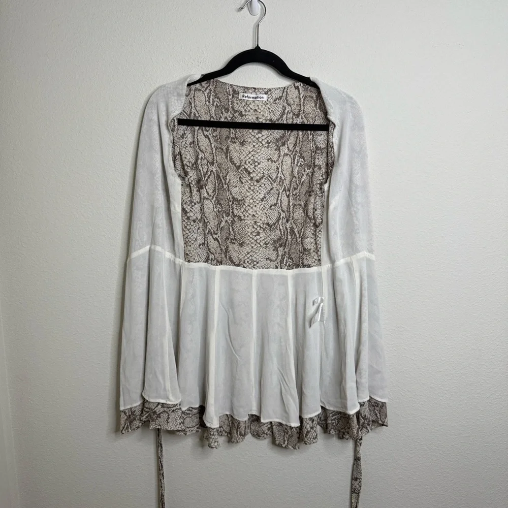 Reformation Monica Wrap Mini Dress Python Snake Print Size Medium PTP-18” - Picture 6 of 16